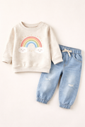 Rainbow Comfort T-Shirt & Denim Pants Set